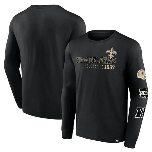 New Orleans Saints Black High Whip Pitcher Long Sleeve T-Shirt